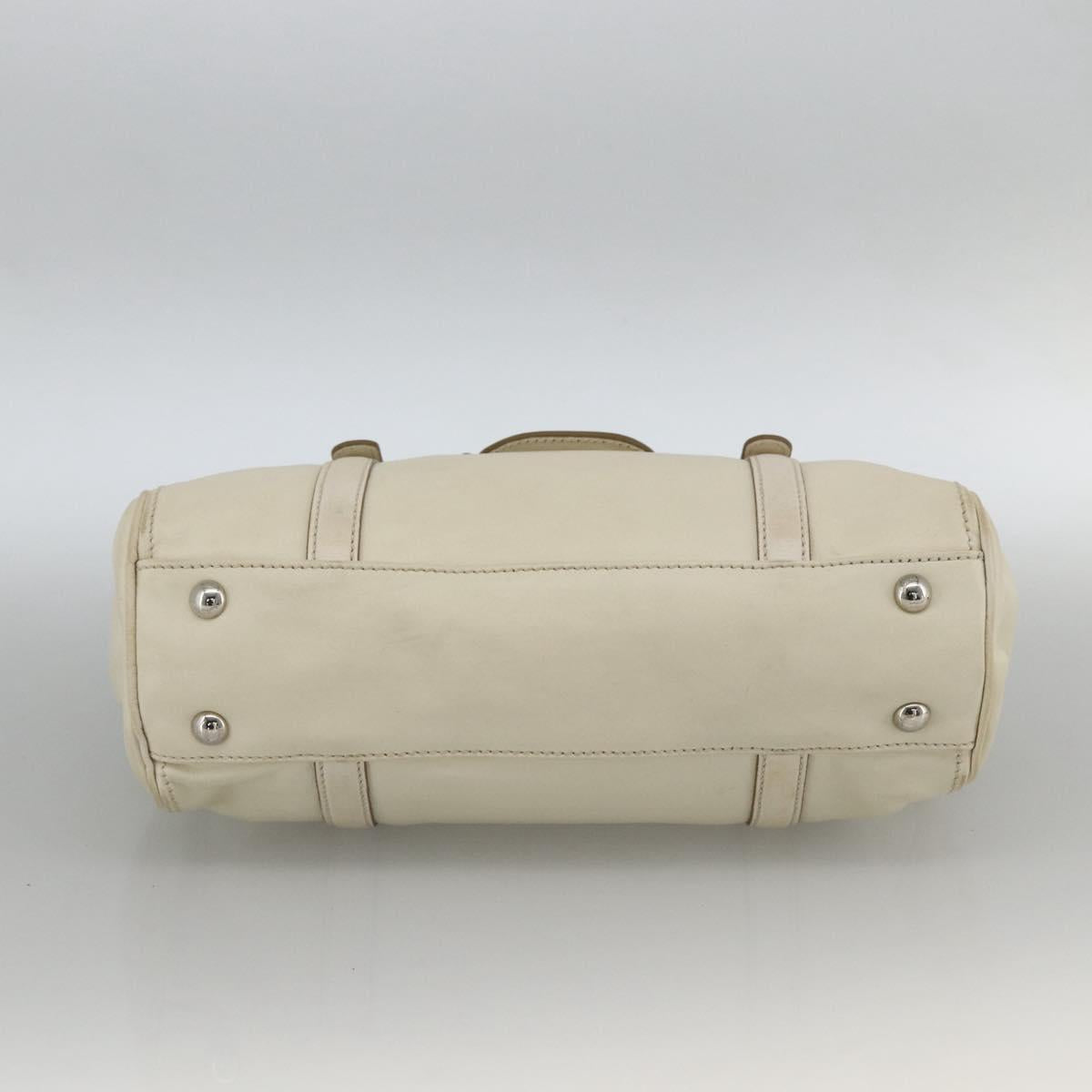 Salvatore Ferragamo Hand Bag Leather White Silver Auth BSZ241