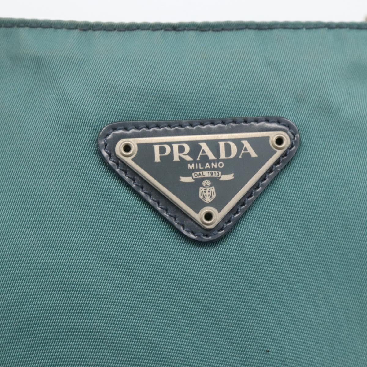 PRADA Shoulder Bag Nylon Green Silver Auth BSZ242