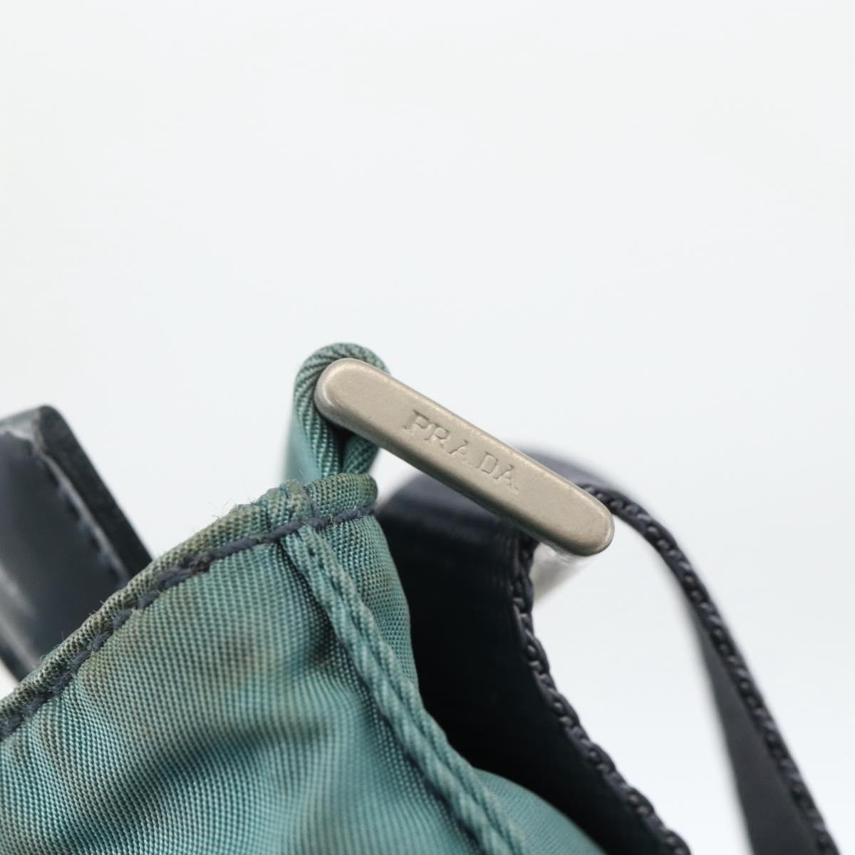 PRADA Shoulder Bag Nylon Green Silver Auth BSZ242