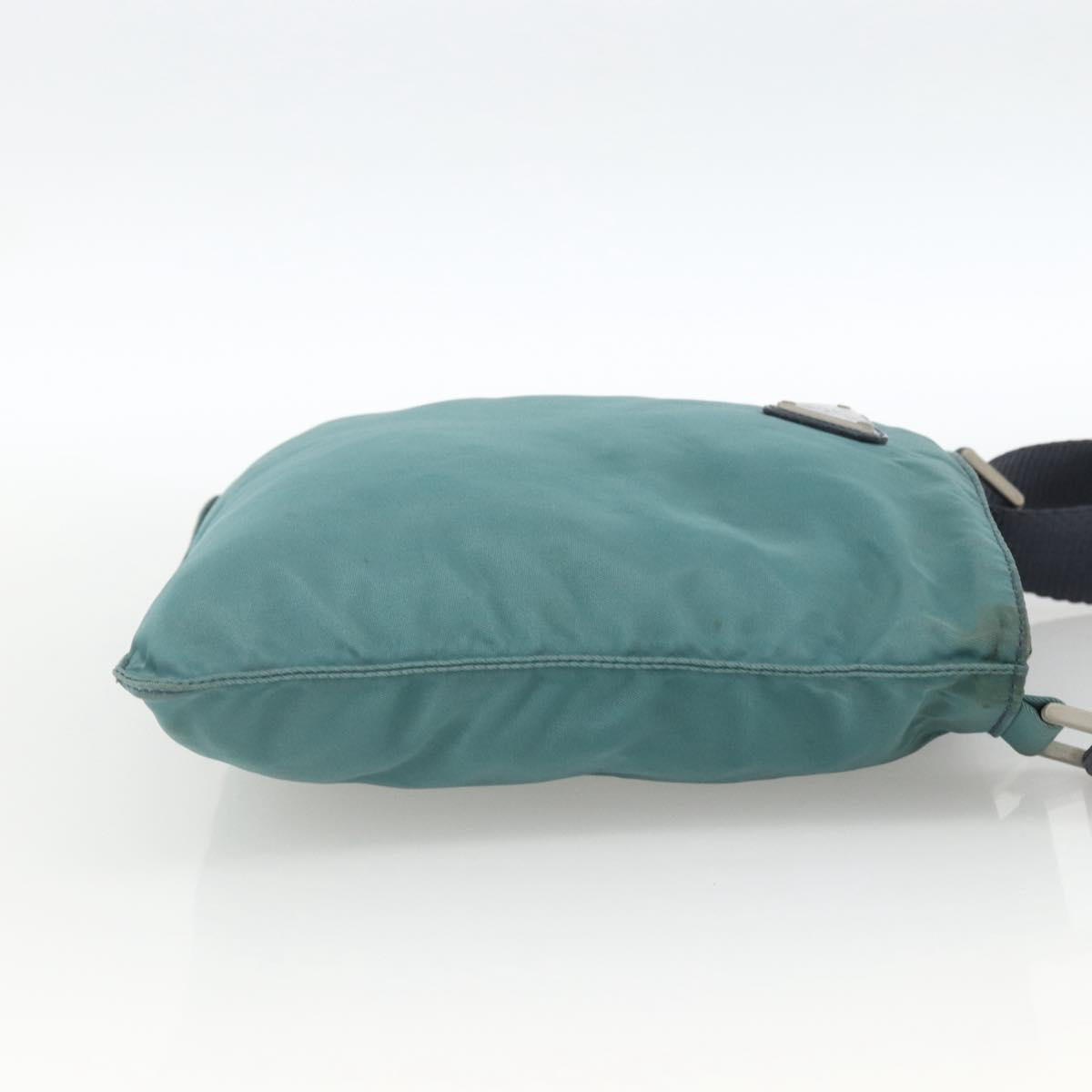 PRADA Shoulder Bag Nylon Green Silver Auth BSZ242