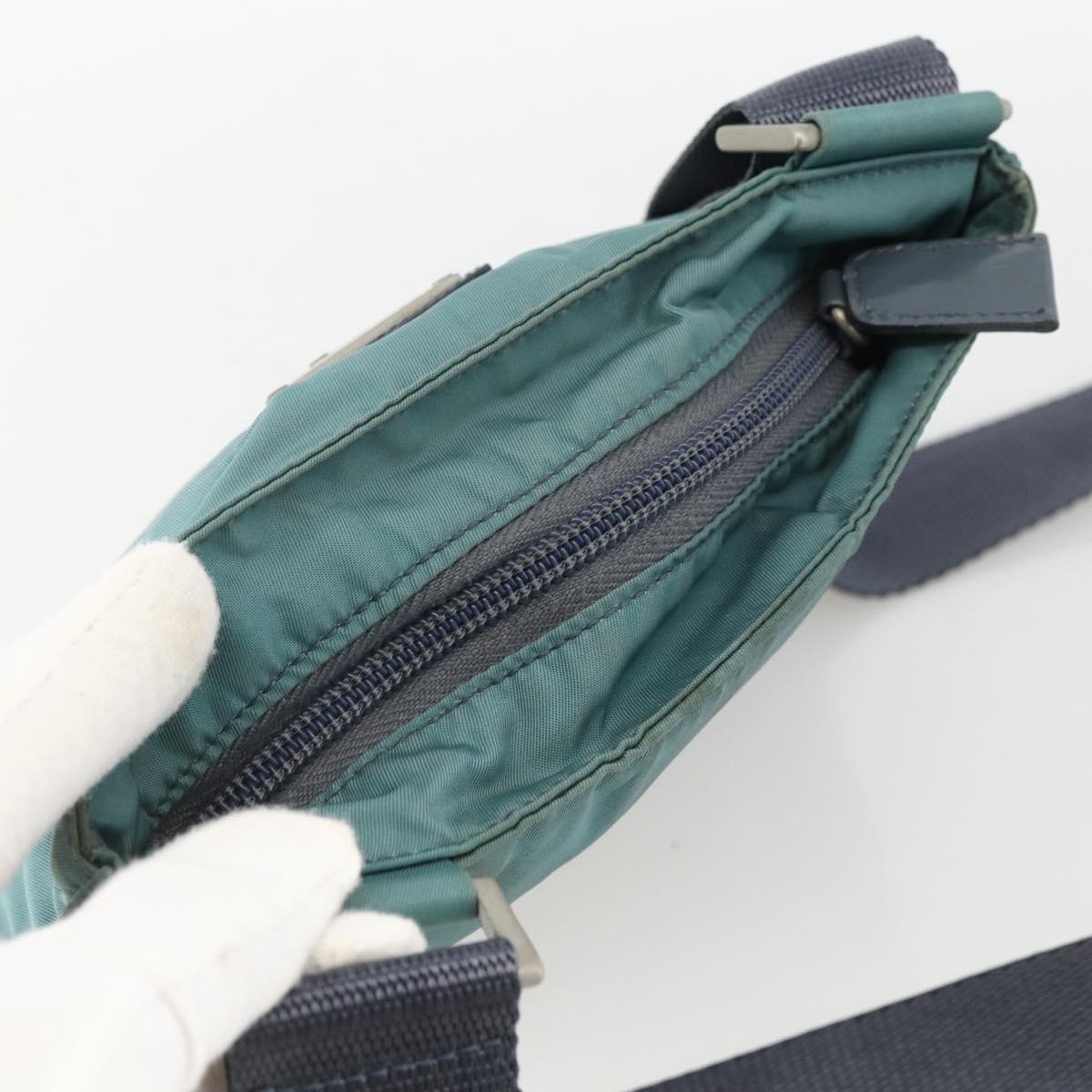 PRADA Shoulder Bag Nylon Green Silver Auth BSZ242