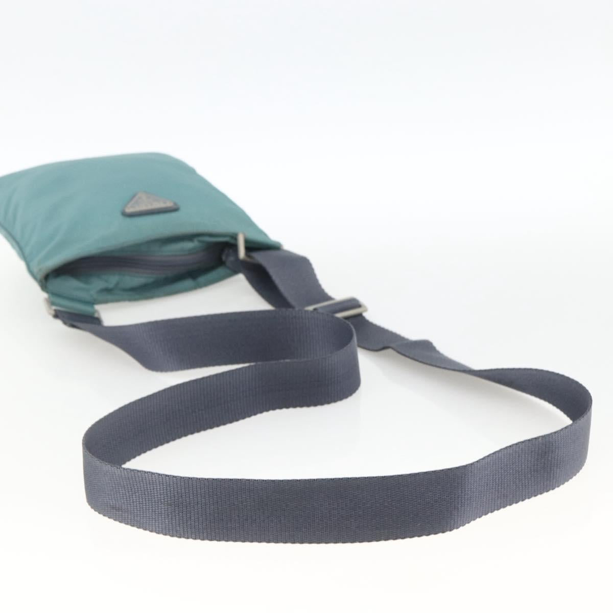 PRADA Shoulder Bag Nylon Green Silver Auth BSZ242