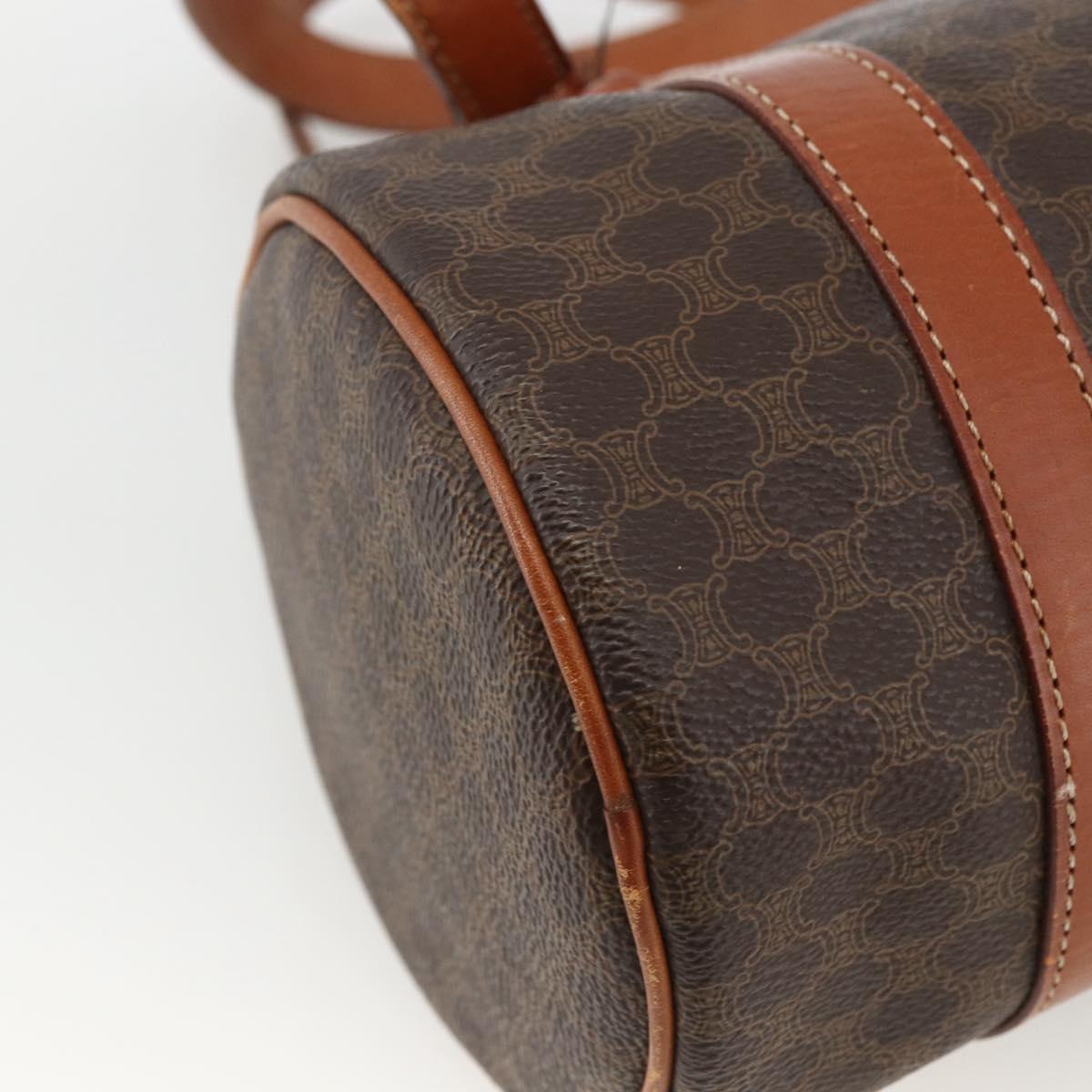 CELINE Macadam Canvas Hand Bag PVC Leather Brown Gold Auth BSZ244