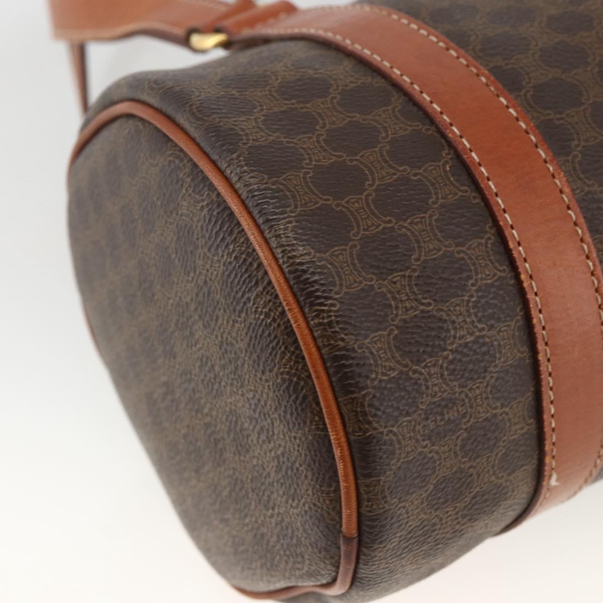 CELINE Macadam Canvas Hand Bag PVC Leather Brown Gold Auth BSZ244