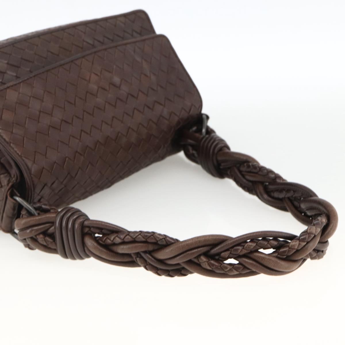 BOTTEGA VENETA INTRECCIATO Shoulder Bag Leather Brown Auth BSZ245V