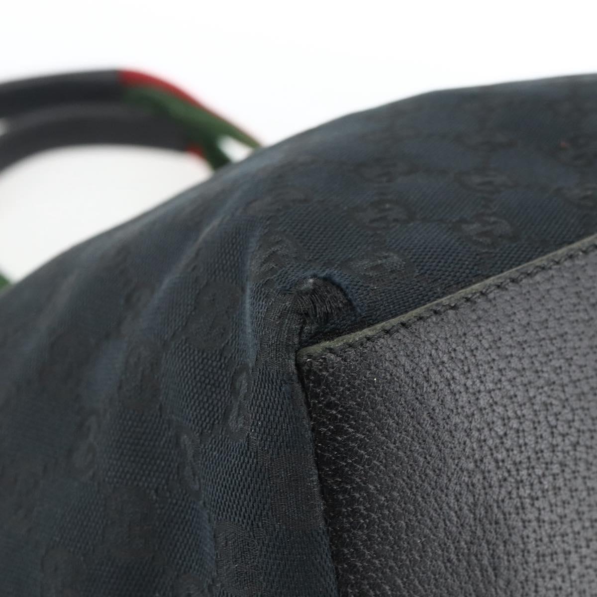 GUCCI GG Canvas Sherry Line Hand Bag Black 131230 Auth BSZ247
