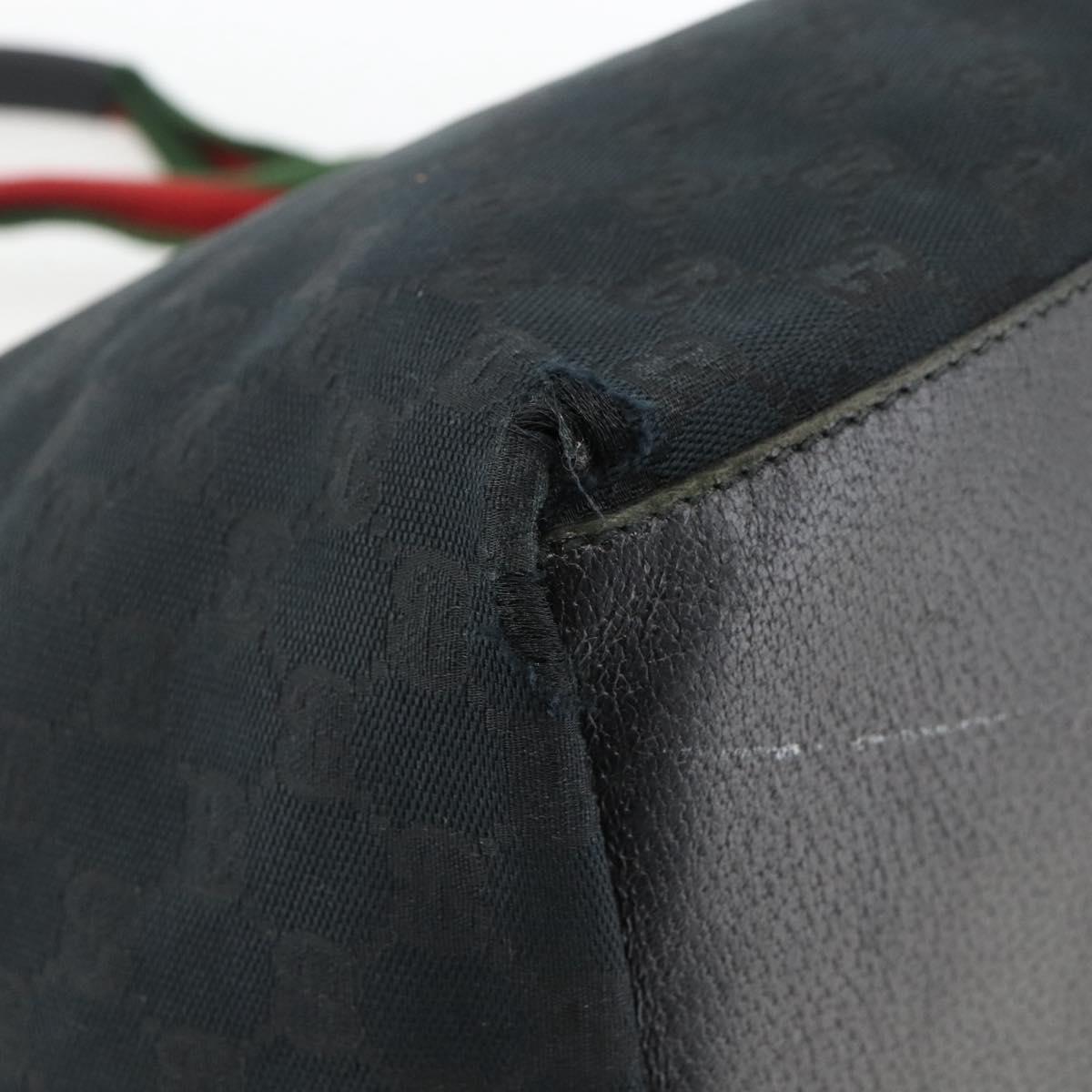 GUCCI GG Canvas Sherry Line Hand Bag Black 131230 Auth BSZ247