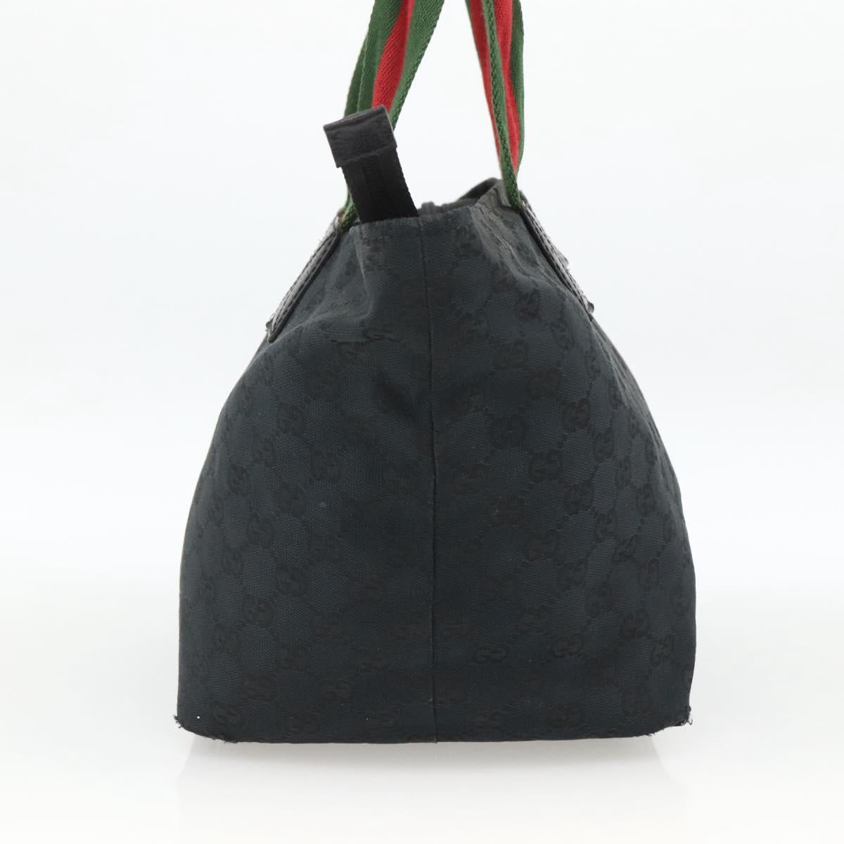 GUCCI GG Canvas Sherry Line Hand Bag Black 131230 Auth BSZ247