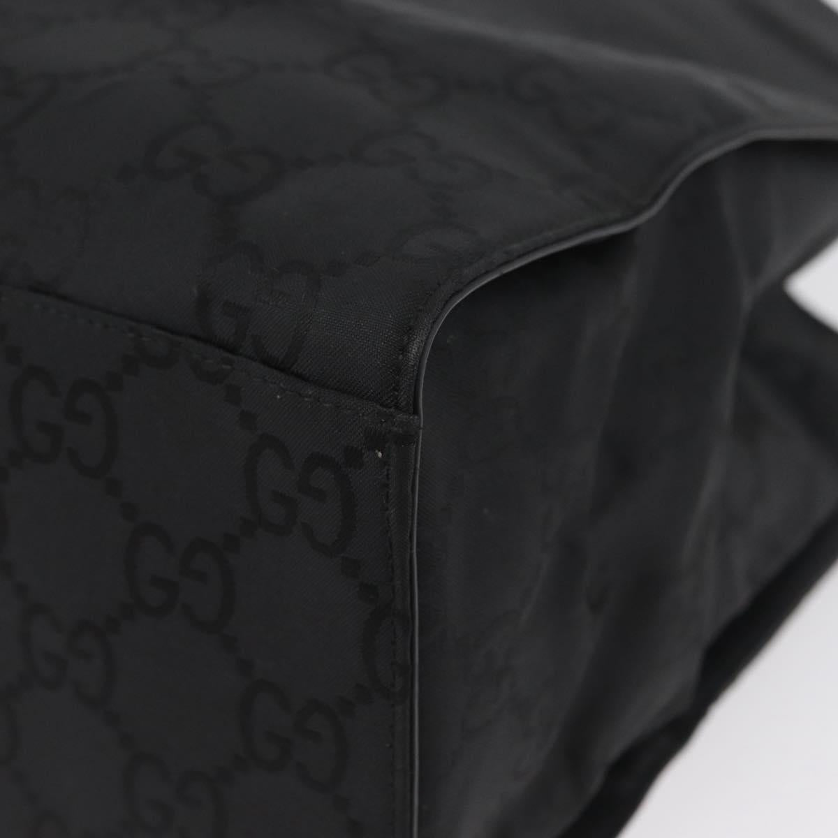 GUCCI GG Canvas Bamboo Hand Bag Nylon Black Silver 002 1010 Auth BSZ259