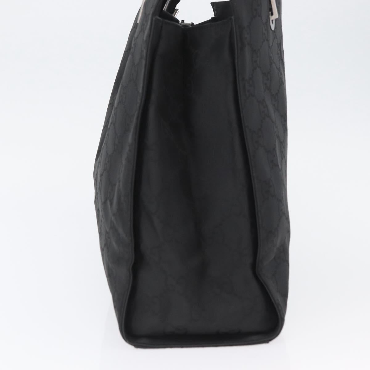 GUCCI GG Canvas Bamboo Hand Bag Nylon Black Silver 002 1010 Auth BSZ259