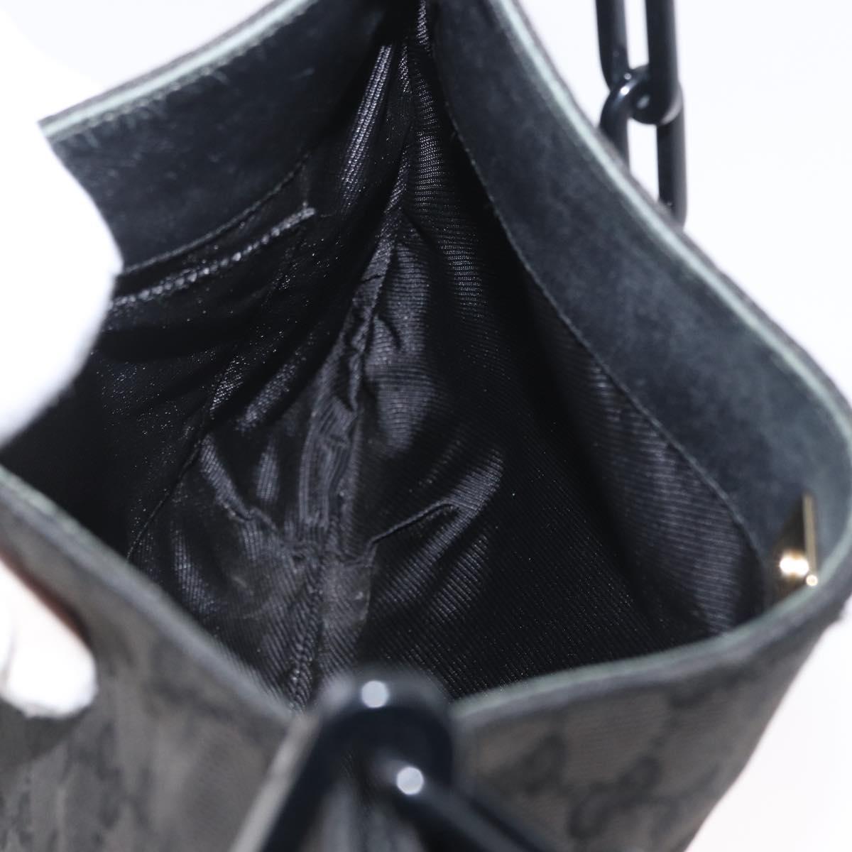 GUCCI GG Canvas Plastic Chain Shoulder Bag Black Gold 001 4168 Auth BSZ262