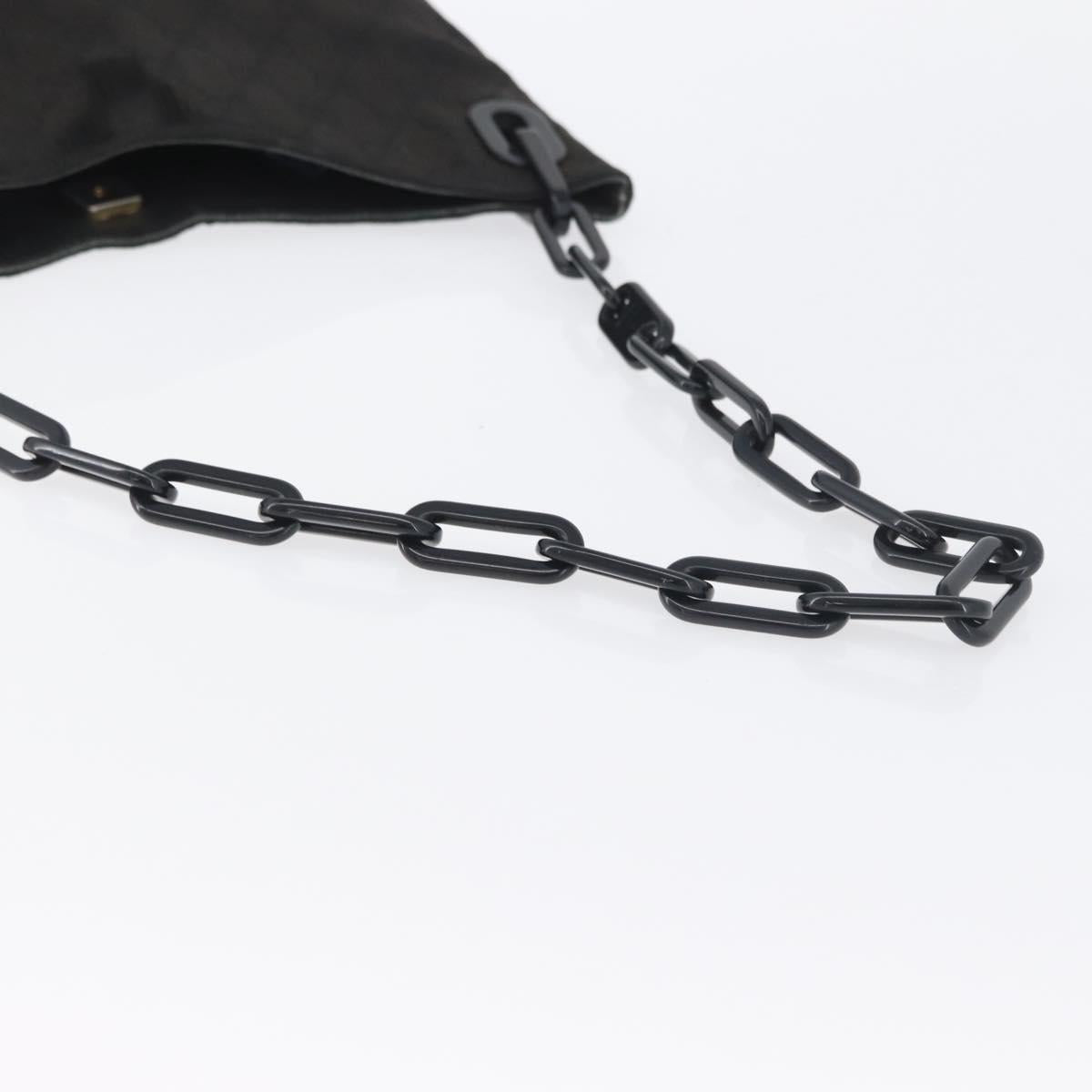 GUCCI GG Canvas Plastic Chain Shoulder Bag Black Gold 001 4168 Auth BSZ262