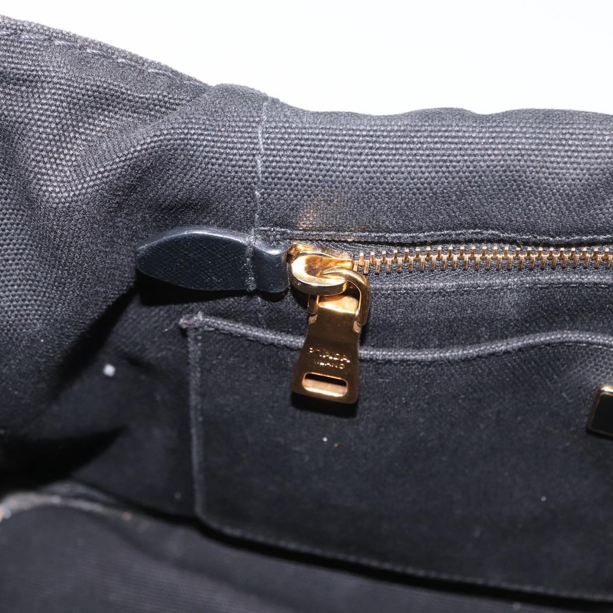 PRADA Canapa GM Hand Bag Denim 2way Black Gold Auth BSZ264