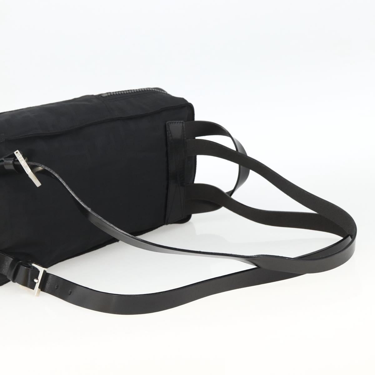 FENDI Zucca Canvas Backpack Black Silver Auth BSZ267V