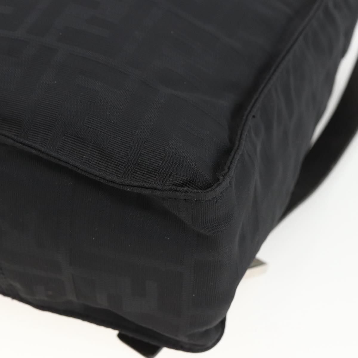 FENDI Zucca Canvas Backpack Black Silver Auth BSZ267V