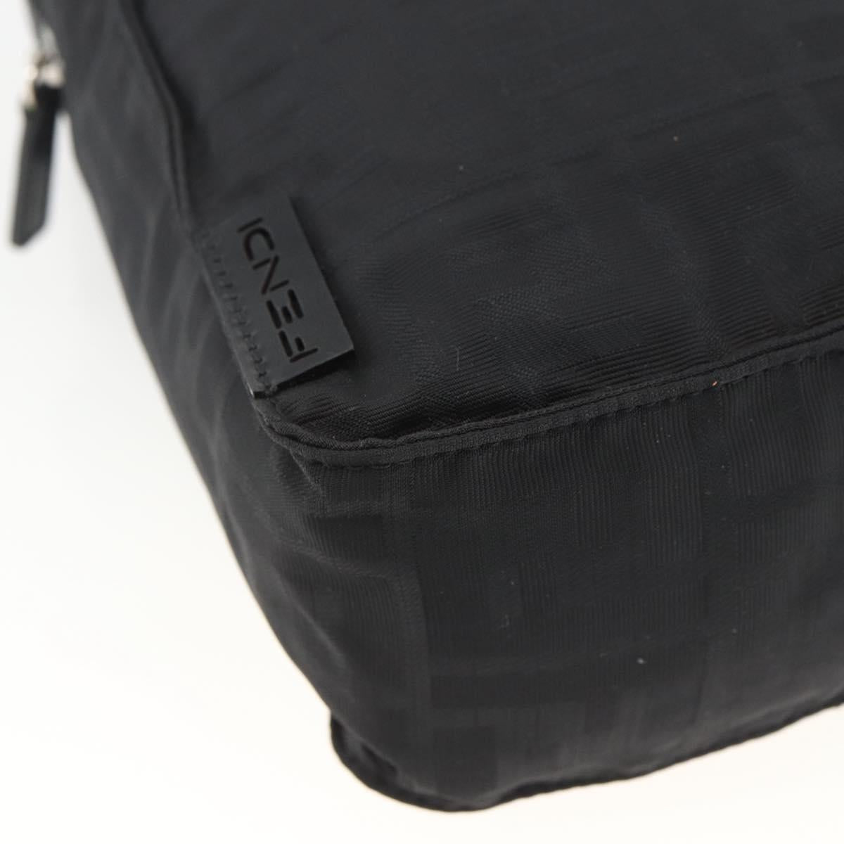 FENDI Zucca Canvas Backpack Black Silver Auth BSZ267V