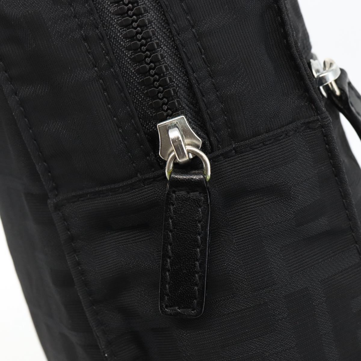 FENDI Zucca Canvas Backpack Black Silver Auth BSZ267V