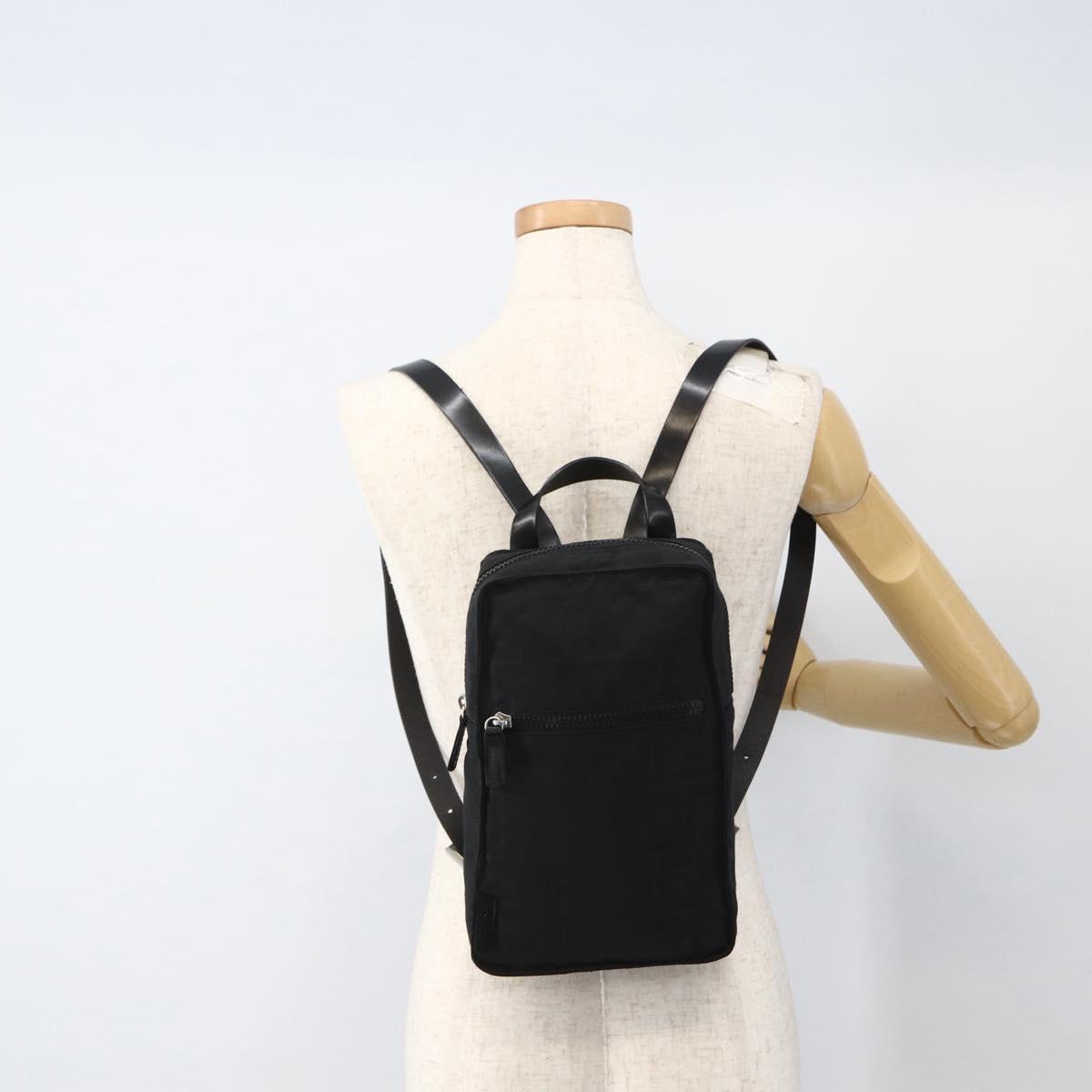 FENDI Zucca Canvas Backpack Black Silver Auth BSZ267V