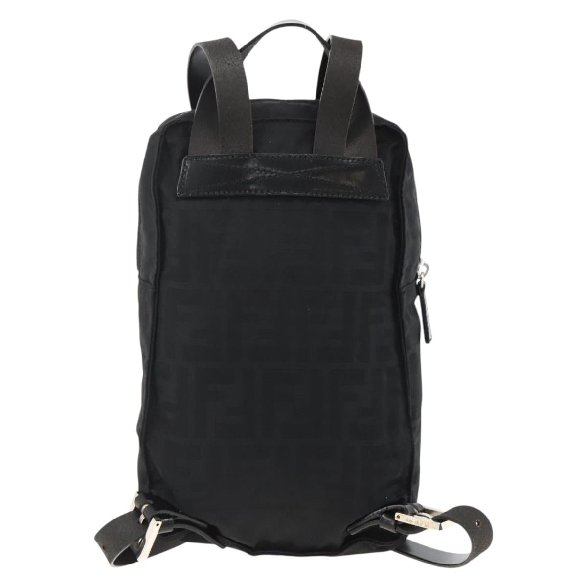 FENDI Zucca Canvas Backpack Black Silver Auth BSZ267V