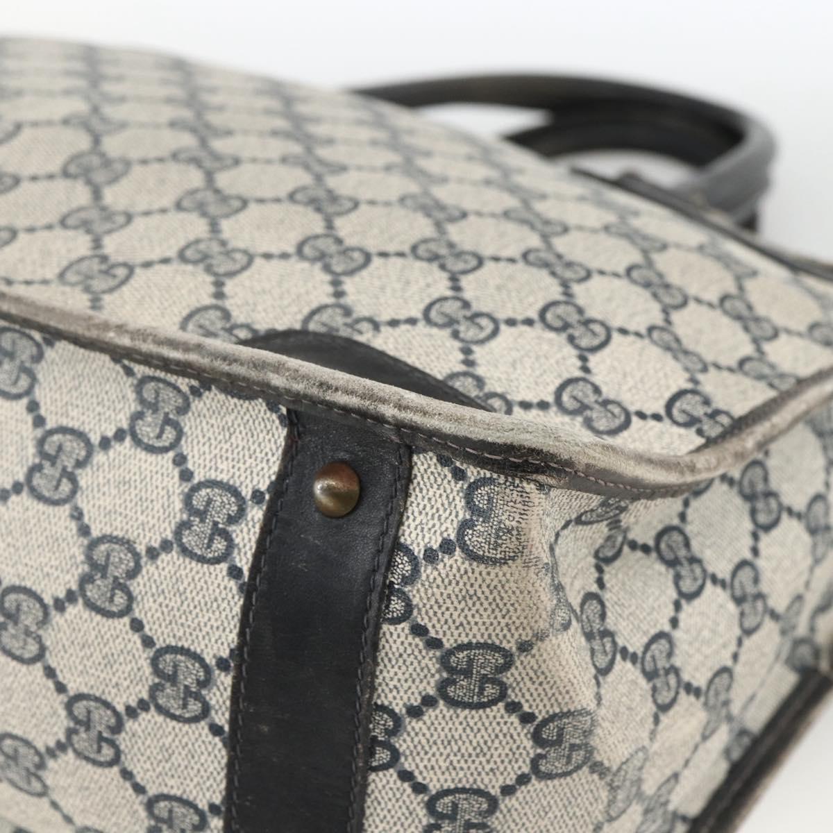 GUCCI GG Supreme Sherry Line Hand Bag PVC Navy Gold Auth BSZ273