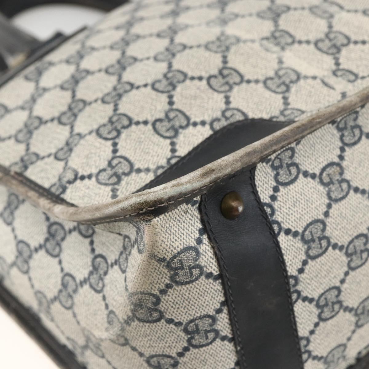 GUCCI GG Supreme Sherry Line Hand Bag PVC Navy Gold Auth BSZ273