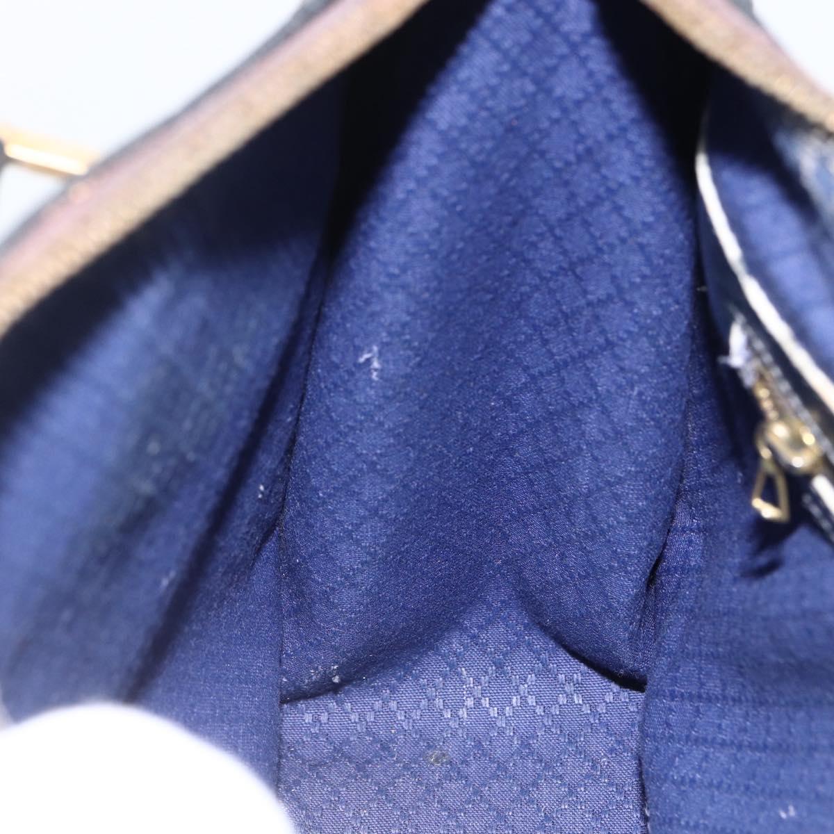 GUCCI GG Supreme Sherry Line Hand Bag PVC Navy Gold Auth BSZ273