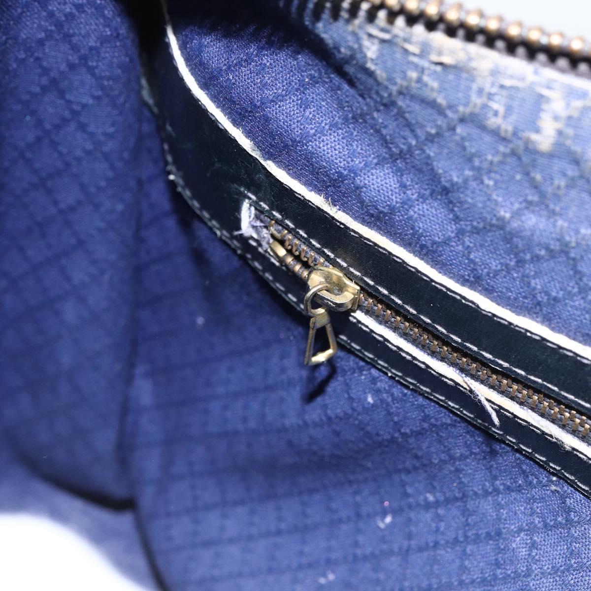 GUCCI GG Supreme Sherry Line Hand Bag PVC Navy Gold Auth BSZ273