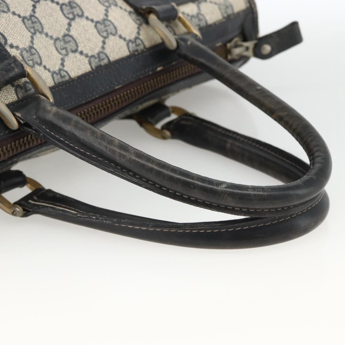 GUCCI GG Supreme Sherry Line Hand Bag PVC Navy Gold Auth BSZ273