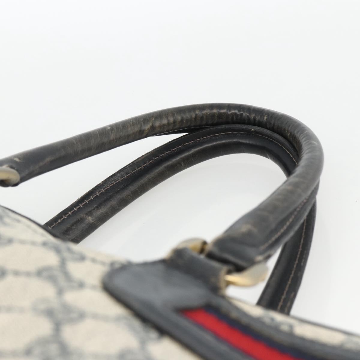 GUCCI GG Supreme Sherry Line Hand Bag PVC Navy Gold Auth BSZ273