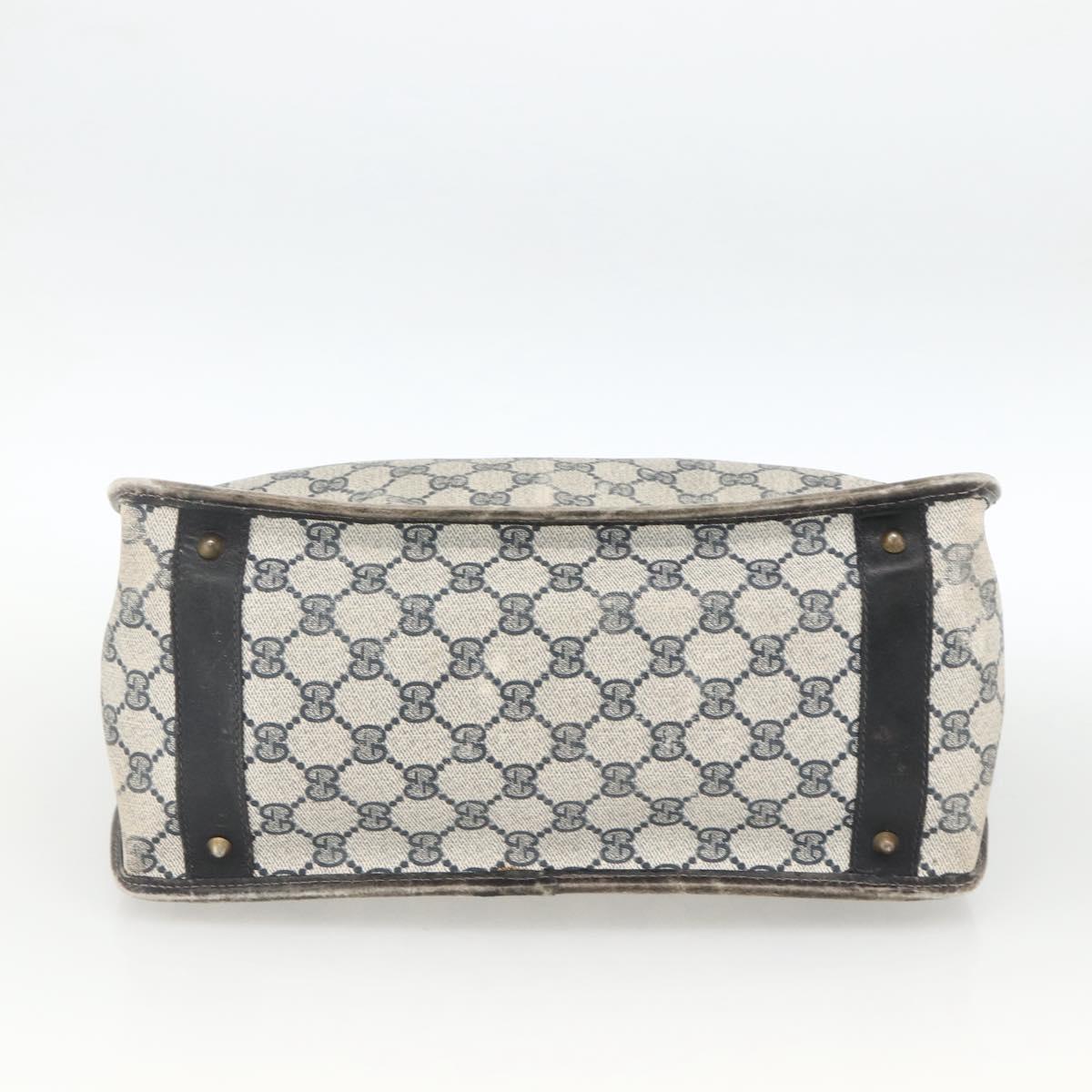 GUCCI GG Supreme Sherry Line Hand Bag PVC Navy Gold Auth BSZ273