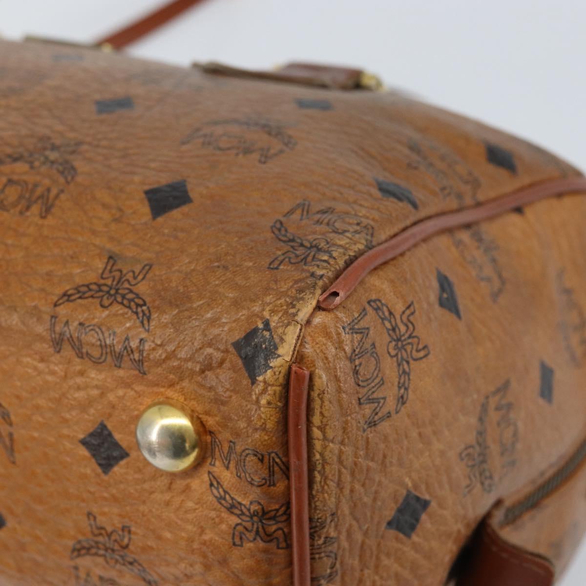 MCM Logogram Vicetos Hand Bag PVC Leather 2way Brown Gold Auth BSZ275