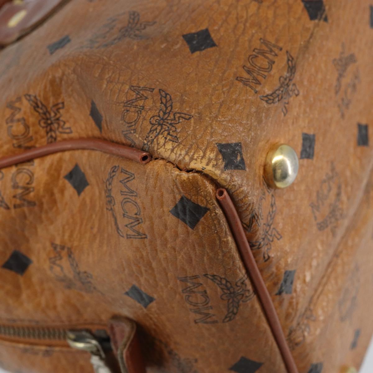 MCM Logogram Vicetos Hand Bag PVC Leather 2way Brown Gold Auth BSZ275