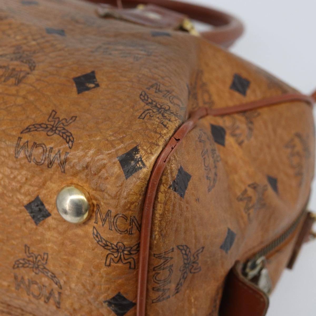MCM Logogram Vicetos Hand Bag PVC Leather 2way Brown Gold Auth BSZ275