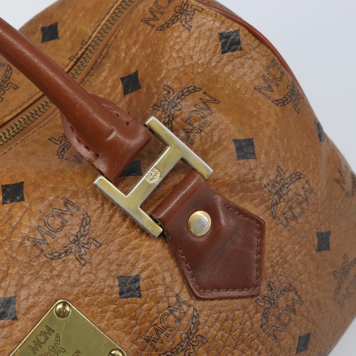 MCM Logogram Vicetos Hand Bag PVC Leather 2way Brown Gold Auth BSZ275