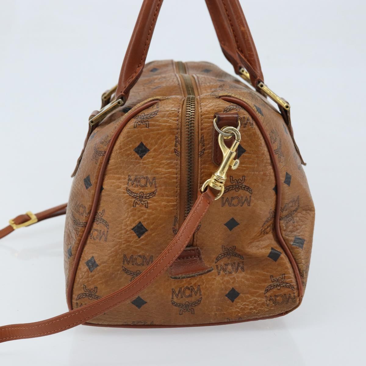 MCM Logogram Vicetos Hand Bag PVC Leather 2way Brown Gold Auth BSZ275