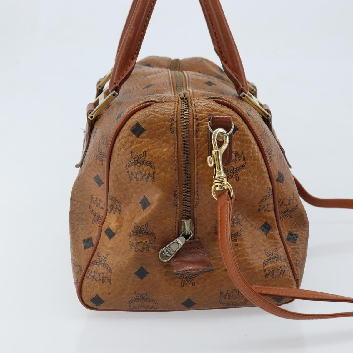 MCM Logogram Vicetos Hand Bag PVC Leather 2way Brown Gold Auth BSZ275