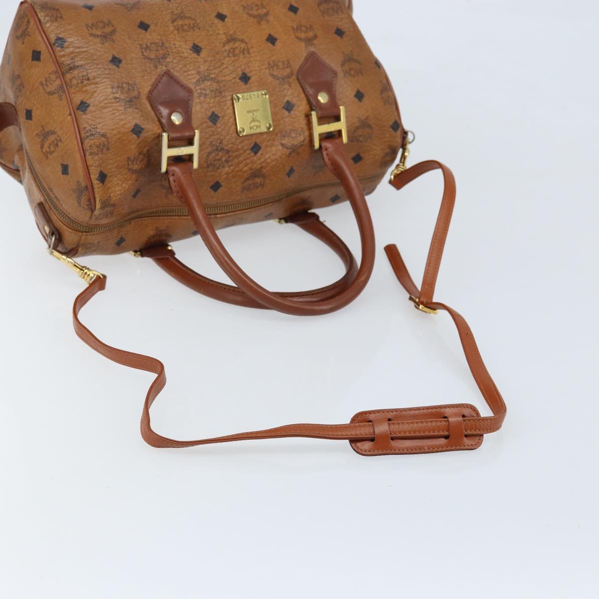MCM Logogram Vicetos Hand Bag PVC Leather 2way Brown Gold Auth BSZ275
