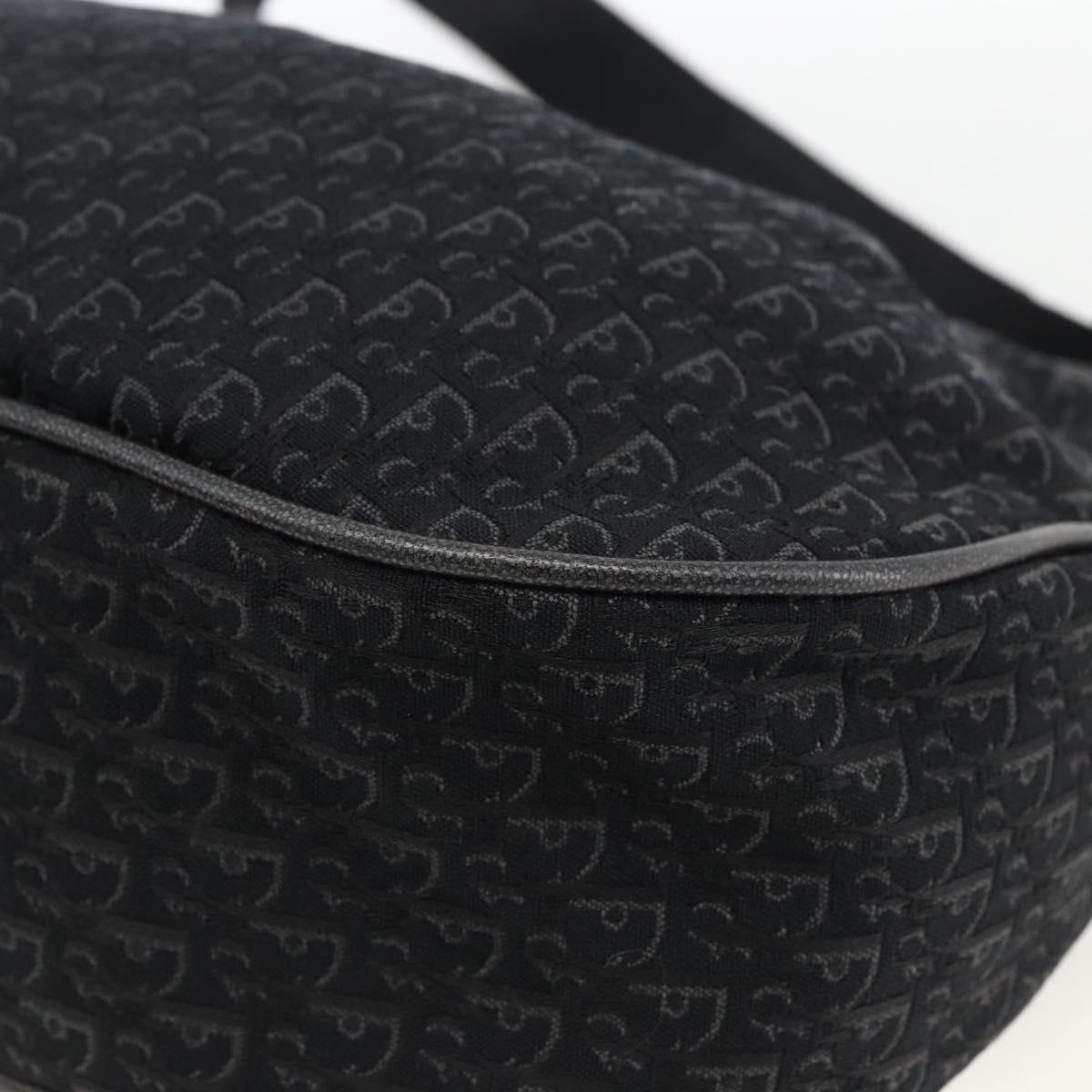 Christian Dior Trotter Canvas Shoulder Bag Black Silver Auth BSZ280SAV