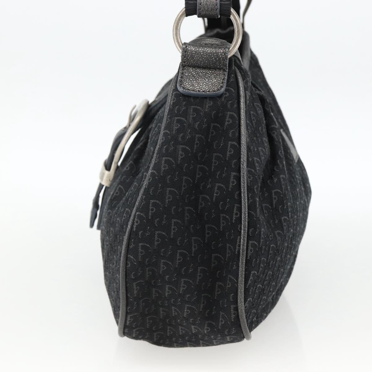 Christian Dior Trotter Canvas Shoulder Bag Black Silver Auth BSZ280SAV