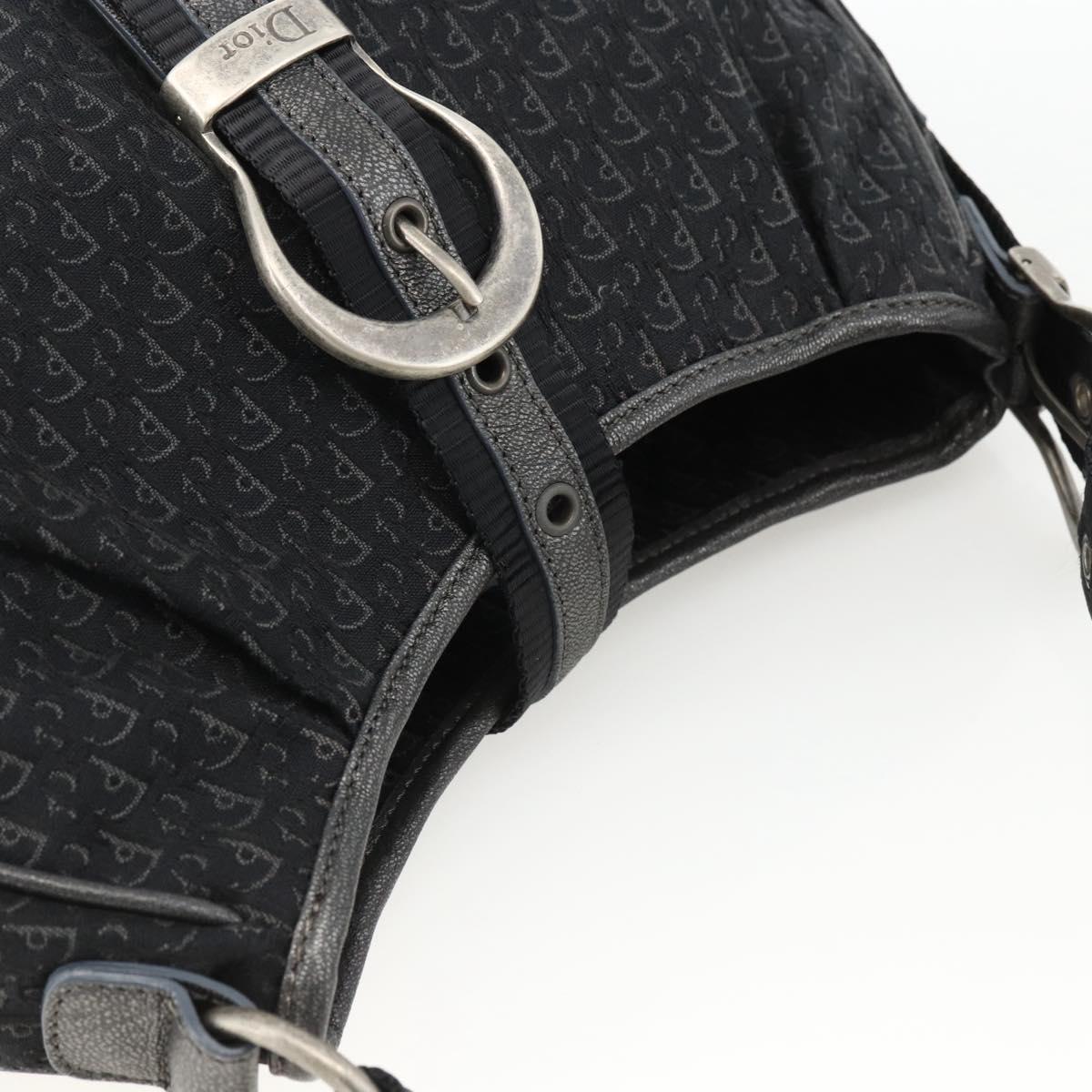 Christian Dior Trotter Canvas Shoulder Bag Black Silver Auth BSZ280SAV