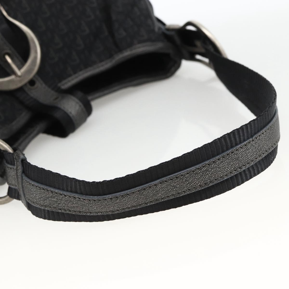 Christian Dior Trotter Canvas Shoulder Bag Black Silver Auth BSZ280SAV