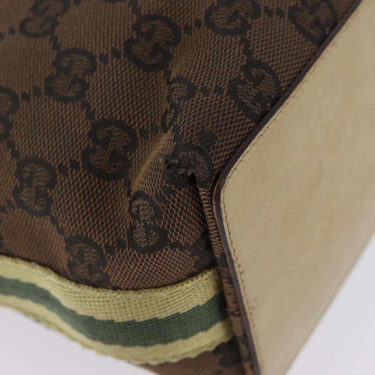 GUCCI GG Canvas Sherry Line Tote Bag Brown Silver 31244 Auth BSZ281