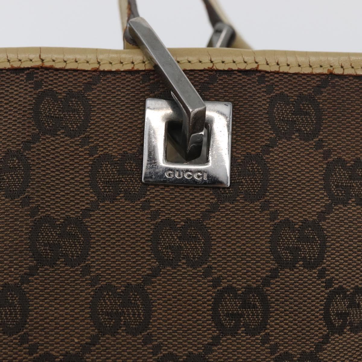 GUCCI GG Canvas Sherry Line Tote Bag Brown Silver 31244 Auth BSZ281