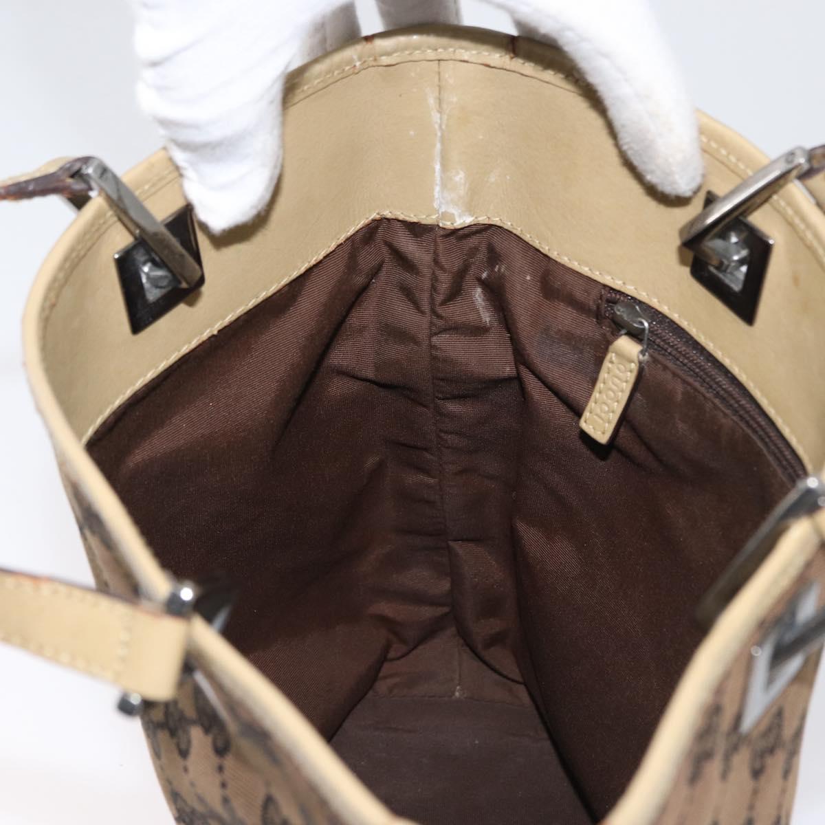GUCCI GG Canvas Sherry Line Tote Bag Brown Silver 31244 Auth BSZ281