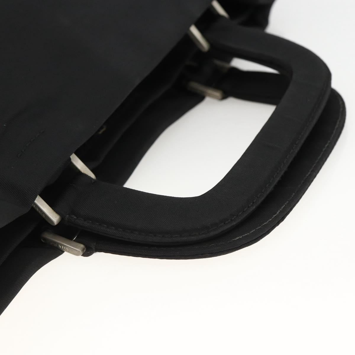 PRADA Hand Bag Nylon Black Silver Auth BSZ285