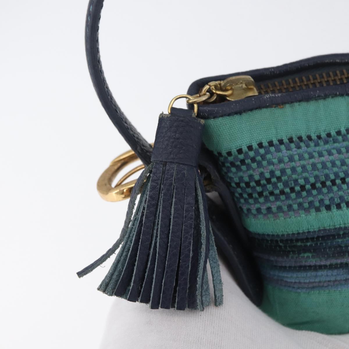MCM Vicetos Logogram Shoulder Bag Canvas Blue Gold Auth BSZ289