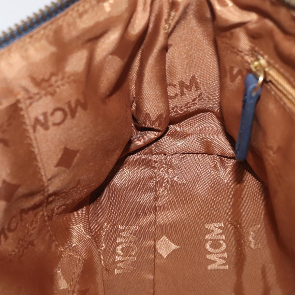 MCM Vicetos Logogram Shoulder Bag Canvas Blue Gold Auth BSZ289