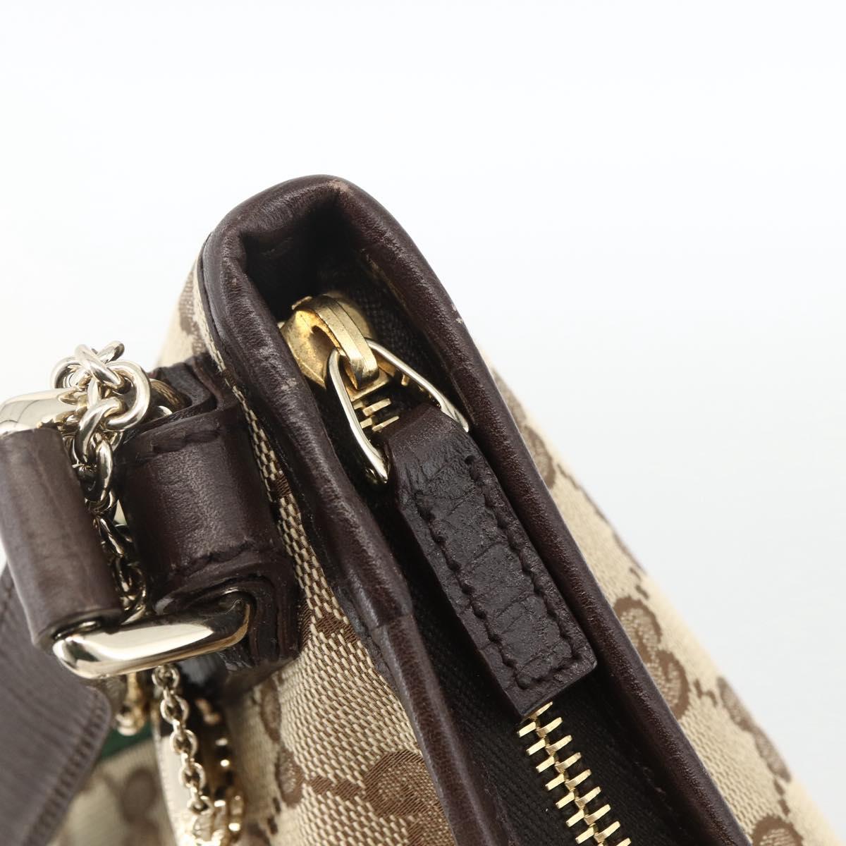 GUCCI GG Canvas Web Sherry Line Shoulder Bag Beige Gold 144388 Auth BSZ299V