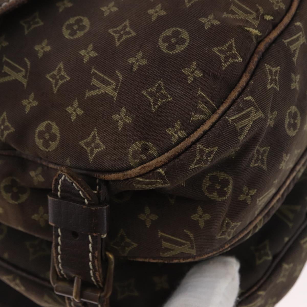 LOUIS VUITTON Monogram Mini Lin SaumurPM Shoulder Bag Brown M95227 Auth BSZ306