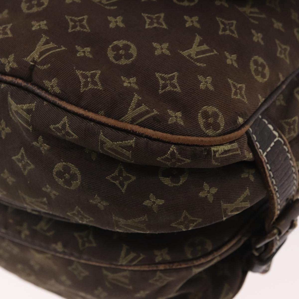 LOUIS VUITTON Monogram Mini Lin SaumurPM Shoulder Bag Brown M95227 Auth BSZ306